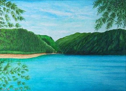 当阳在墙绘中，如何绘画绿水青山？