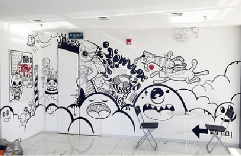 当阳手绘墙并非传统涂鸦。